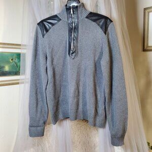 Vintage Lauren Ralph Lauren 1/4 Zip Sweater Leather Patches/Trim NWOT Knit XL